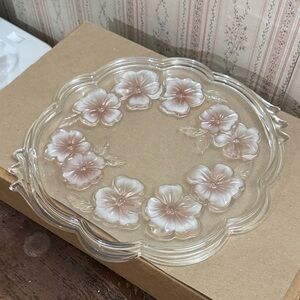 VINTAGE MIKASA studio Nova Pansy Bouquet Glass Cake Serving Tray